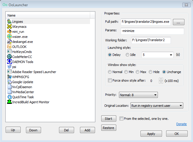 Oolauncher Main Interface